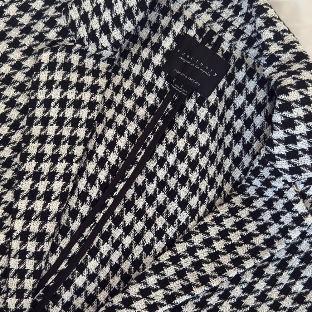 Black and White Houndstooth Women's Coat